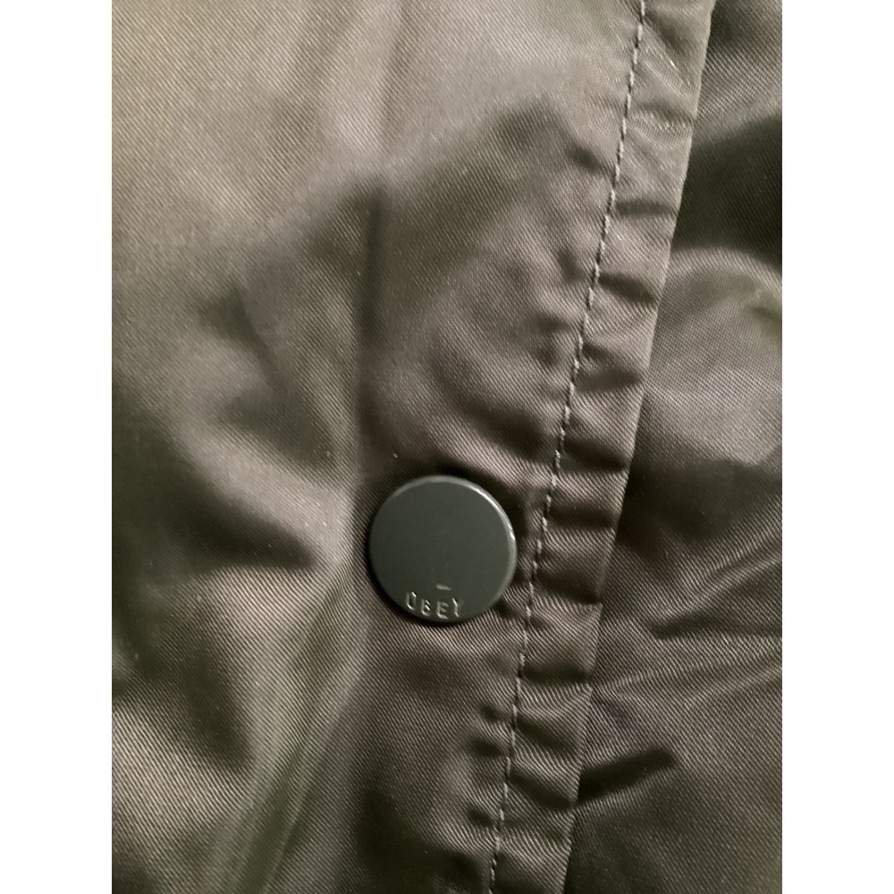 Obey Worldwide Olive Green Bomber Jacket Embroidered Cities Roses Womens Small - Picture 11 of 13